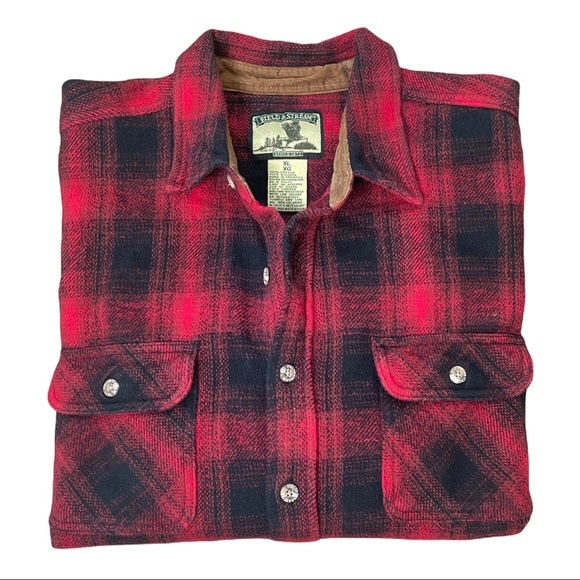 VINTAGE 1990’s FIELD & STREAM CORDUROY TRIMMED PLAID FLANNEL LONG SLEEVE SHIRT - Picture 9 of 12